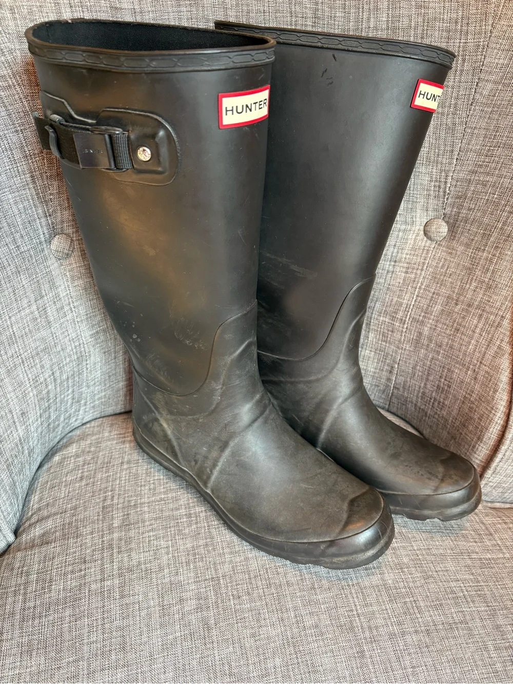 Women’s Hunter Black Tall Original Waterproof Rain Boots SZ. 8